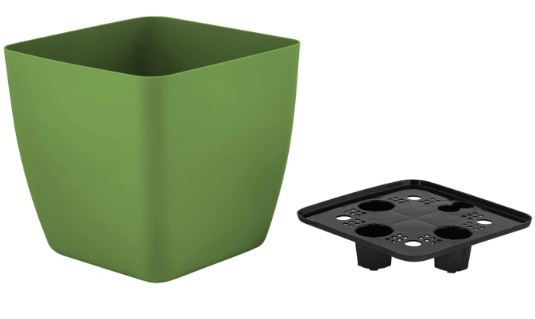 Горшок с дренажной вставкой InGreen Vienna, 5л, квадратный, оливковый                           